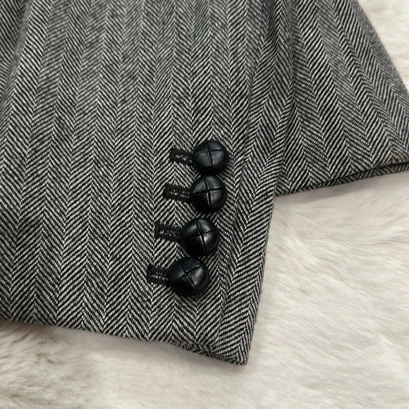 Vintage J.Crew Herringbone 100% Wool Blazer Black White size 6 - Picture 6 of 8